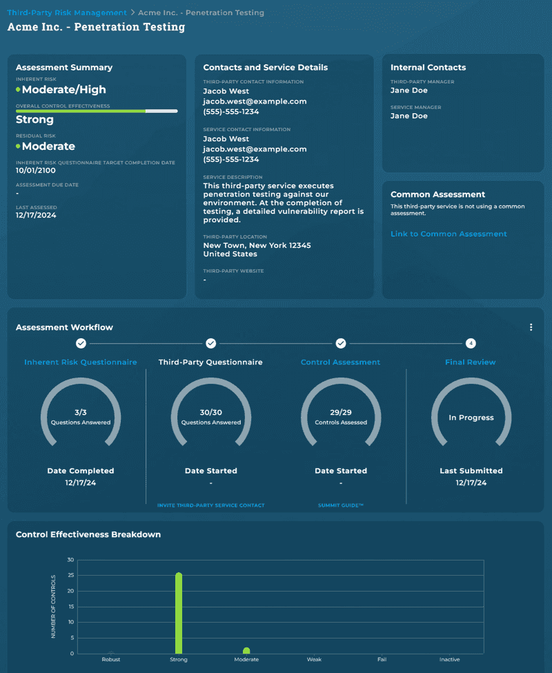 Third-Party Risk Management Dashboard Screenshot